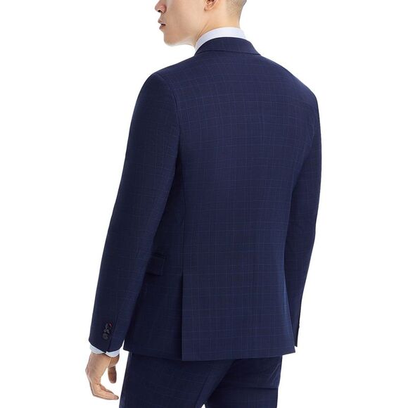 Hugo Boss Mens Arti Tonal Plaid Extra Slim Fit Suit Jacket 44 Regular Dark Blue - Picture 2 of 4